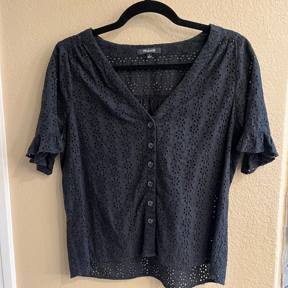 Madewell | Black Eyelet Blouse - Picture 1 of 3